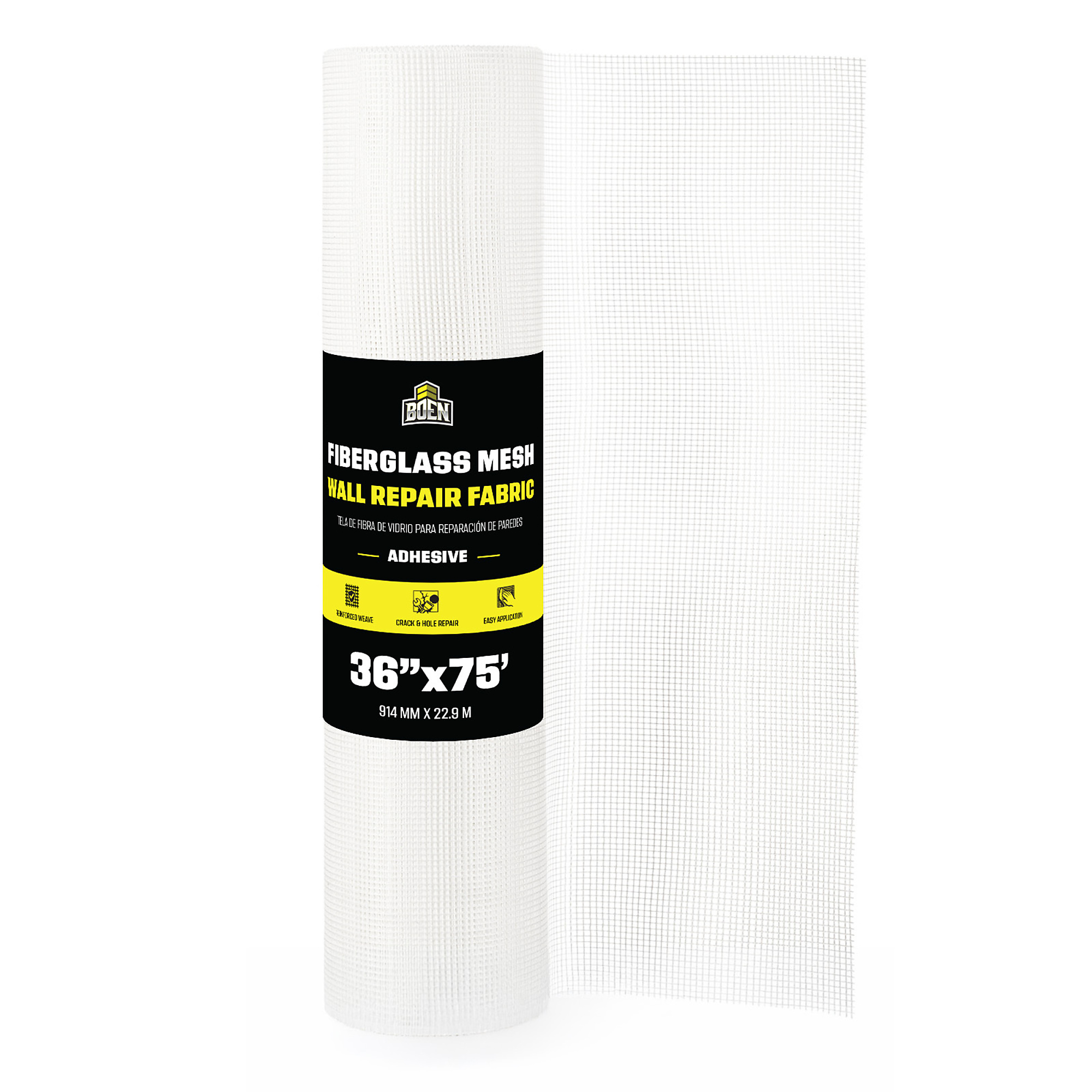 Boen Fiberglass Mesh Wall Repair 36 in x 75 ft, Self-Adhesive